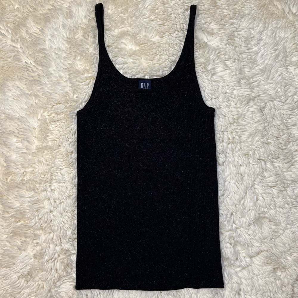GAP Vintage Black & Metallic Knit Detail Tank Top